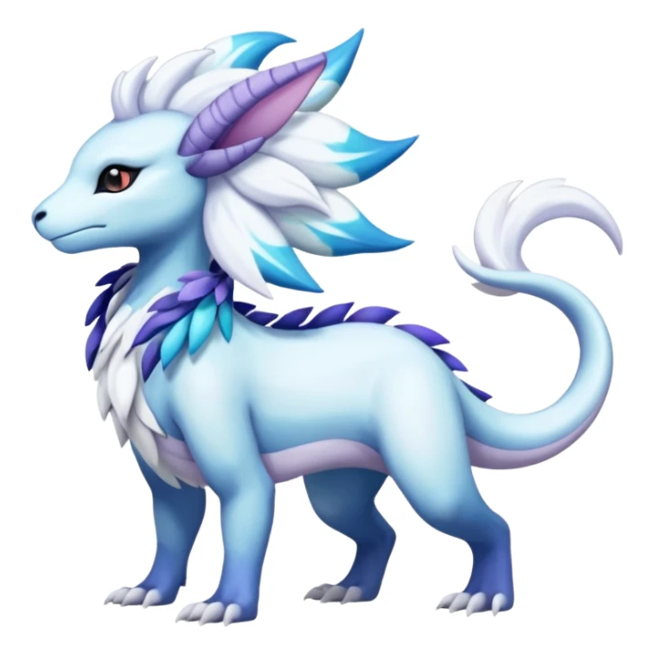 Shiny Glossy Pastel Light Divine Reptilian Beautiful Floral Snowy Pretty Absol-Amaura-Suicune-Cobalion-fusion, full body sticker