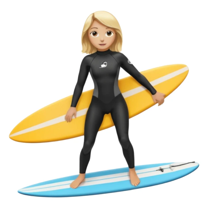blonde haired white skinned surfer girl with surfboard  sticker
