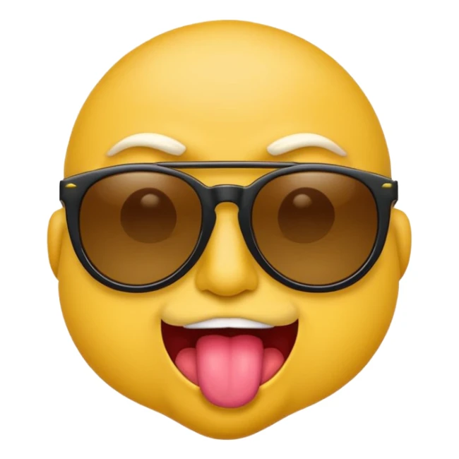 arrogant emoji wearing dark sunglasses sticking its tongue out sticker