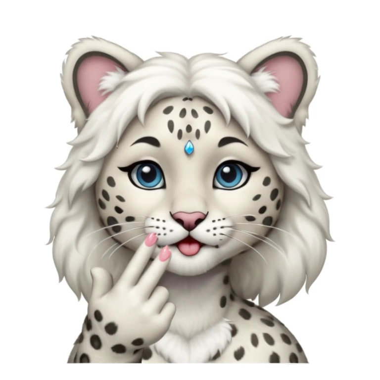 Anthropomorphic snow-leopard girl blowing kisses sticker