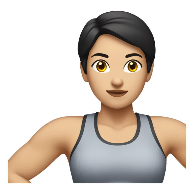Caucasian woman with short black hair working out  sticker