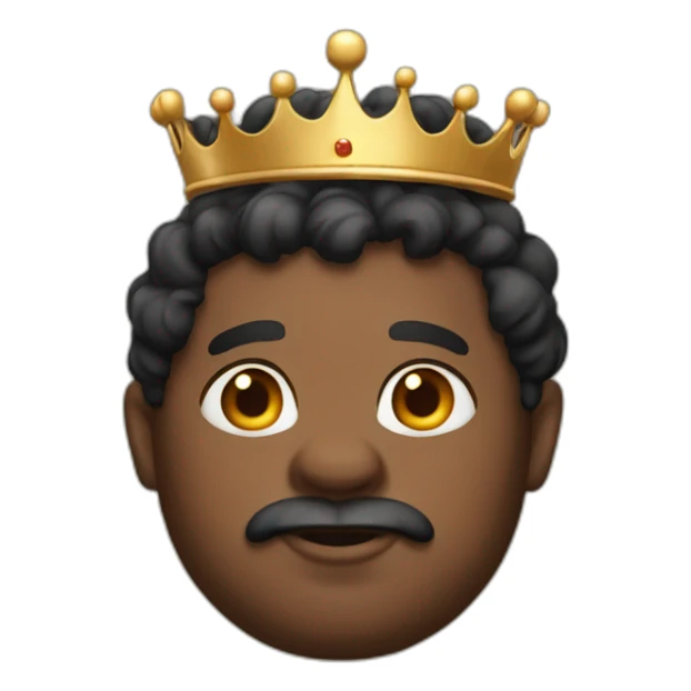 Black chubby king without facial hair with crown sticker