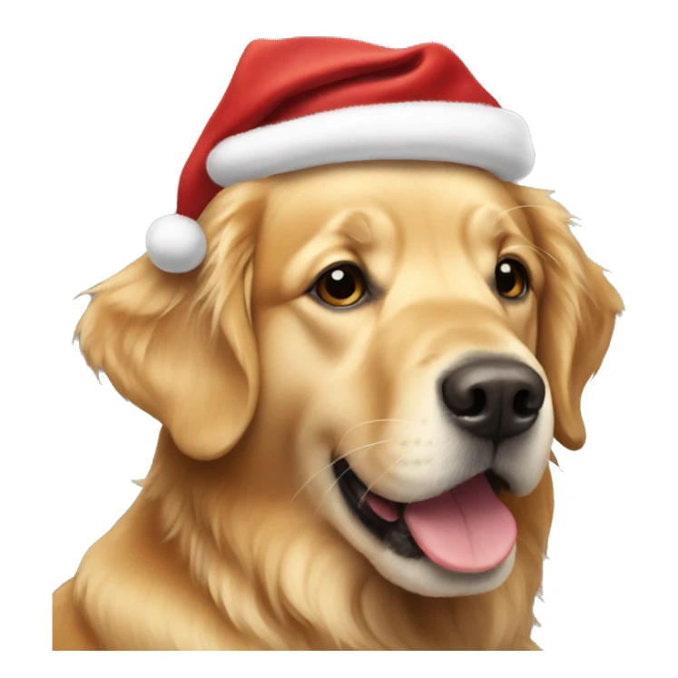 Golden retriever with a christmas hat  sticker