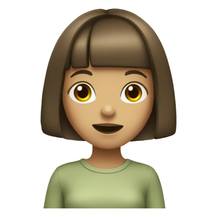 Girl with brown bangs eating veggie sticker