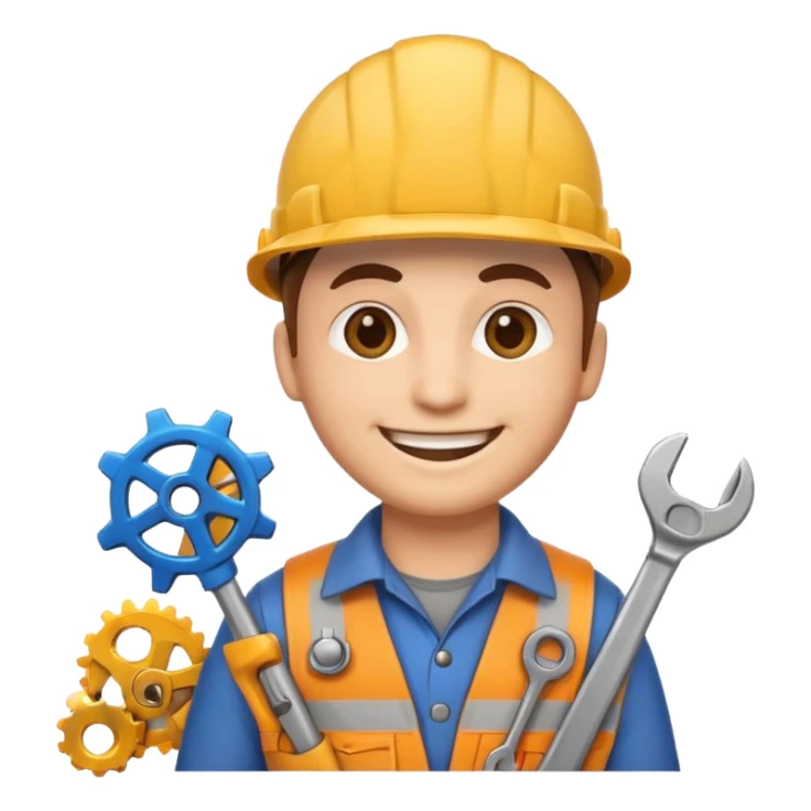 mechanical engineer emoji, with wrench and gear sticker