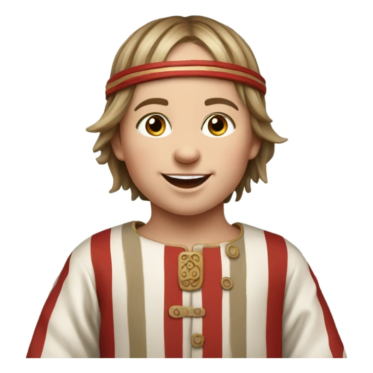 11th century european happy child with horizontal red stripes tunic sticker