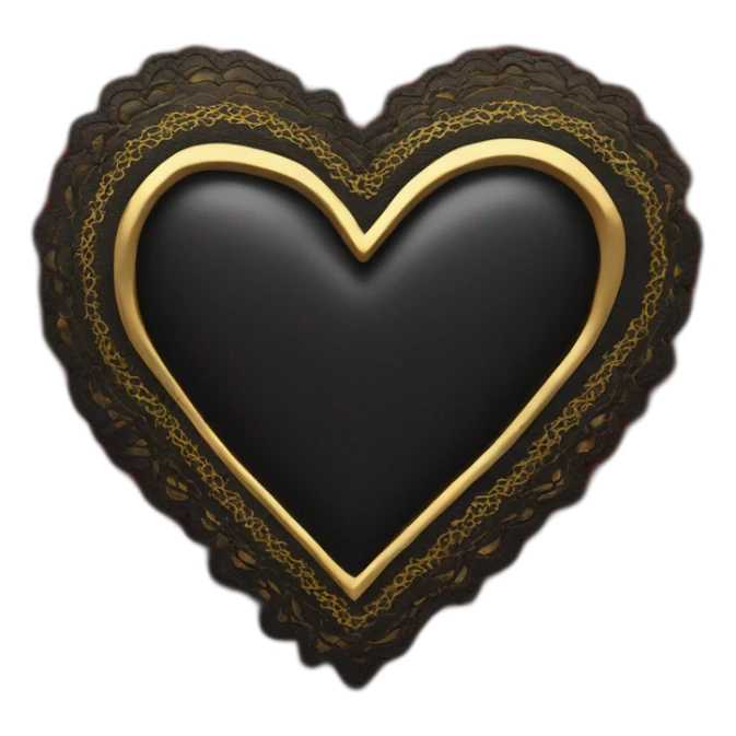 black leather heart red lace overlay and gold border sticker