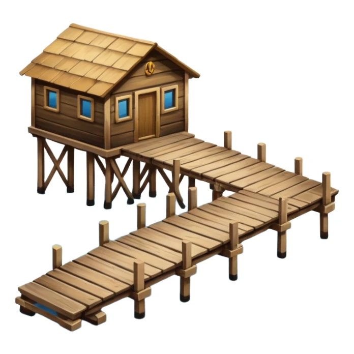 wharf, wooden dock extending over water sticker