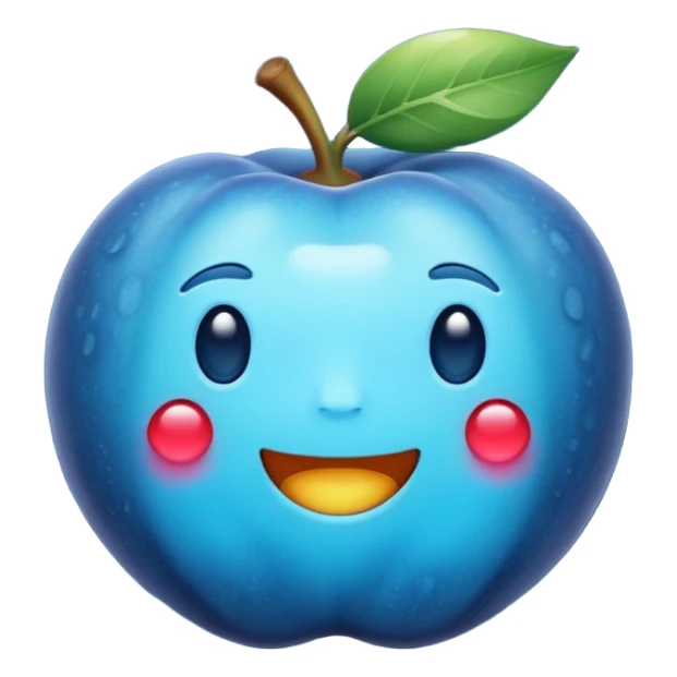  glowing fruit releasing melatonin, calm blue tones, simple emoji style sticker