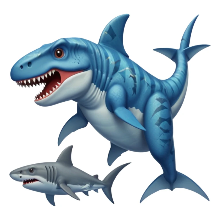 Dinosaur swimming with shark sticker