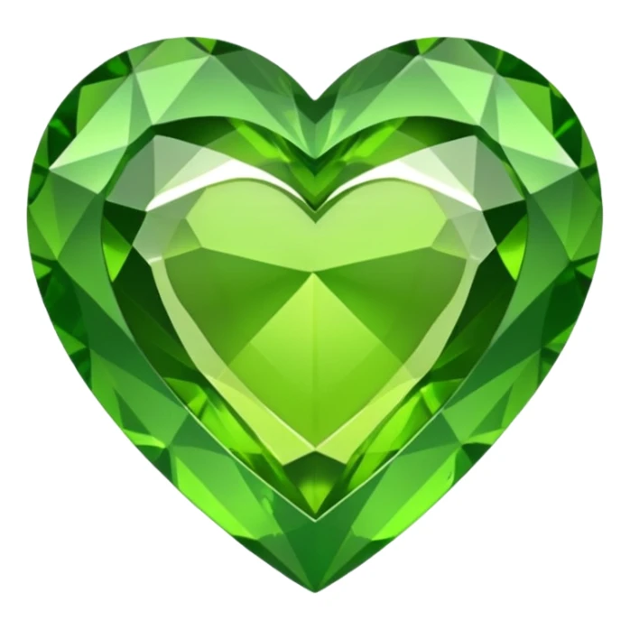 green heart looking ios but like a gemstone with sharp outlines and shiny the color is more like lime sticker