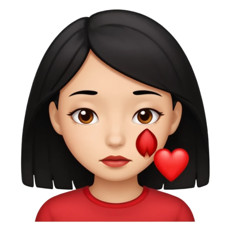 Black hair girl with face allergy sticker