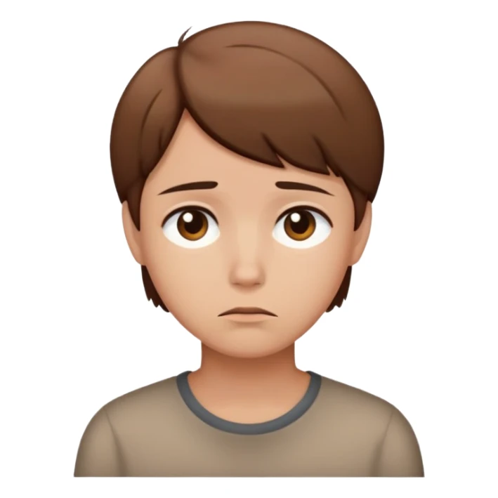 sad person with brown short hair sticker
