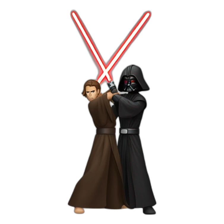 Jedi and a sith lord fighting each other sticker