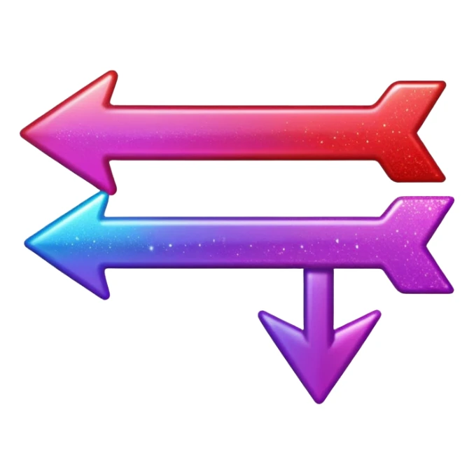 color gradient between red and purple glitter arrow left sticker