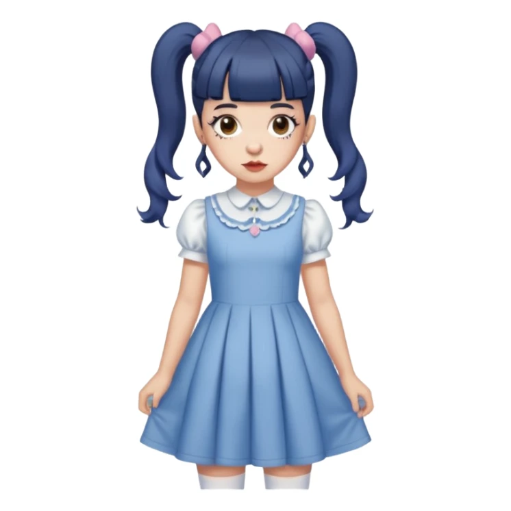 Melanie Martinez with split her ponytails with the k-12 dress sticker