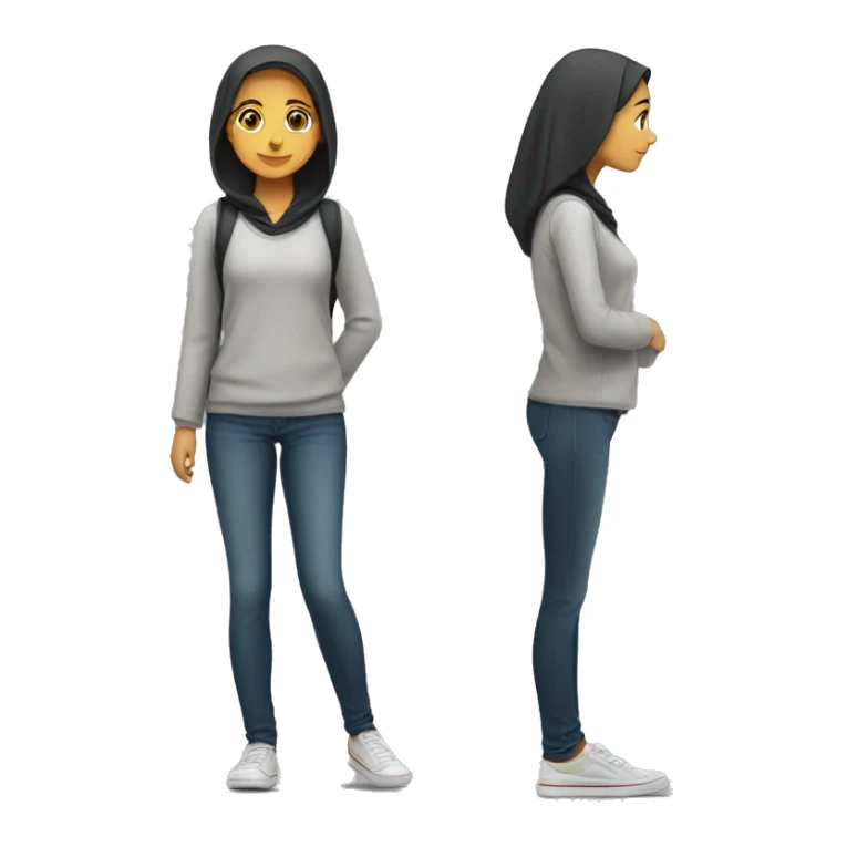 female arabic short student showing her short height sticker