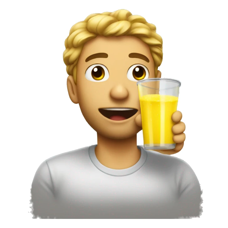 extremely dehydrated person completely enjoying drinking yellow juice emoji sticker
