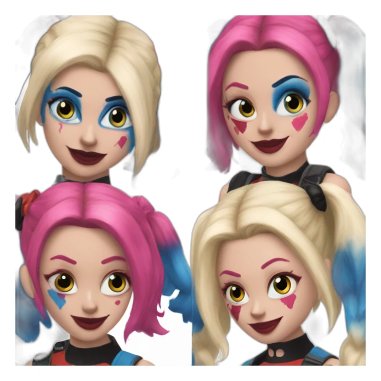 Harley quinn blue left hair and pink right hair sticker