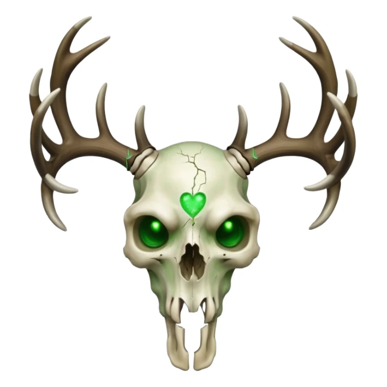 Deer skull with green heart eyes sticker