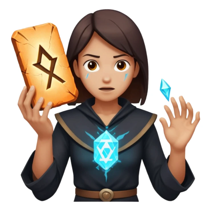 A character slamming a glowing rune tablet, cracks spreading outward mid-impact sticker