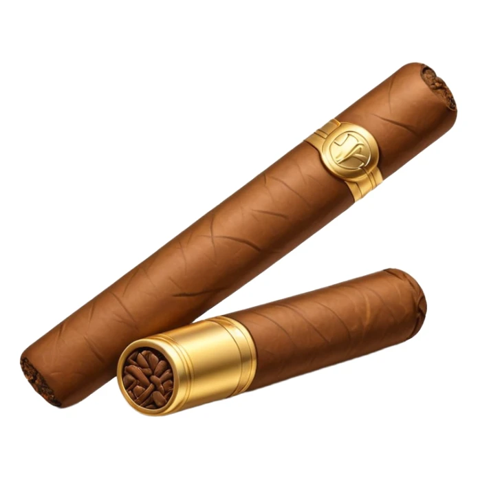 A luxury cigar emoji made of silver chrome, smooth metallic texture, minimal shape, glossy reflections, rich swag aesthetic, iOS emoji style, centered, clean white background sticker