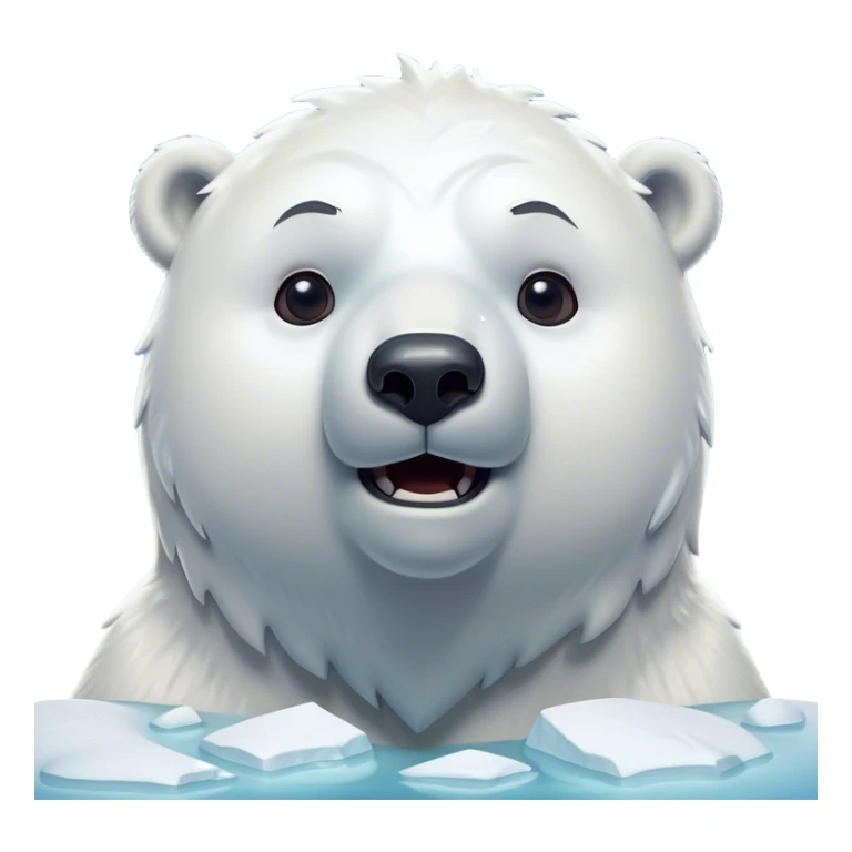 Cinematic Comical Polar Bear Portrait Emoji, Head tilted dramatically with an exaggeratedly shocked expression, featuring a robust, snowy build with wide, comically expressive eyes full of humorous disbelief, Simplified yet hilariously expressive features, highly detailed, glowing with a slightly sassy polar glow, high shine, dramatic yet playful, stylized with an air of quirky arctic attitude, soft glowing outline, capturing the essence of a meme-worthy polar bear that appears ready to side-eye its way into viral fame! sticker