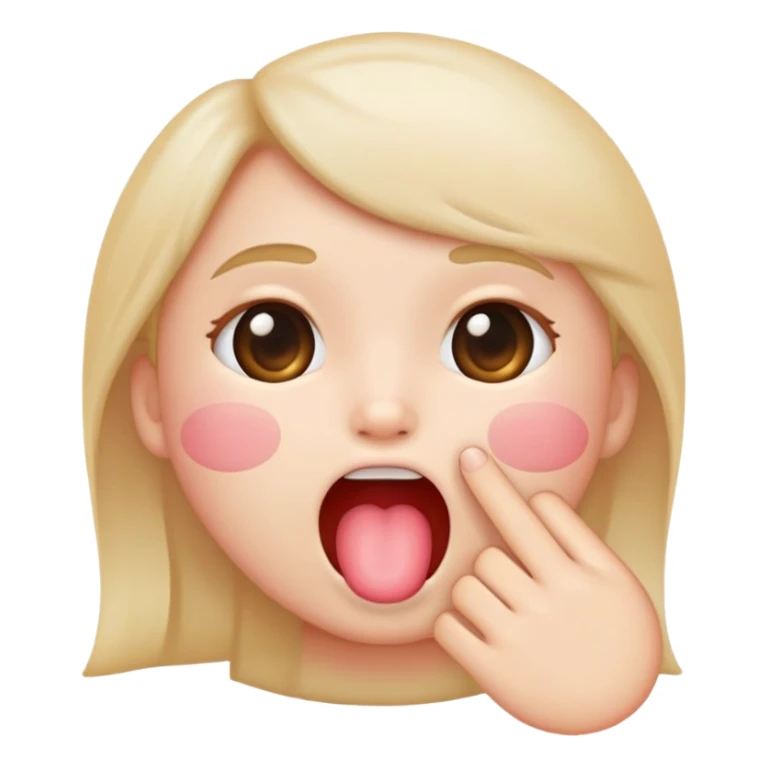 Cute blushed iphone emoji finger inside mouth sticker