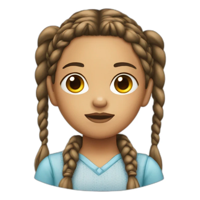 A light-skin girl with braids frowning sticker