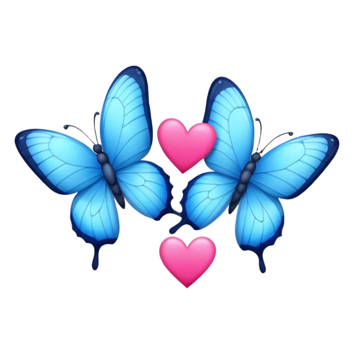 two blue butterflies and two little hot pink hearts sticker
