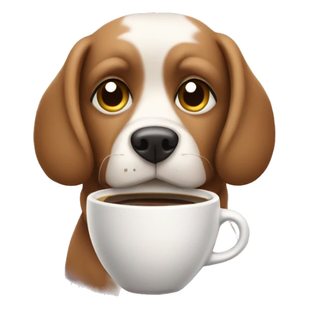 Dog with a cup of coffee sticker