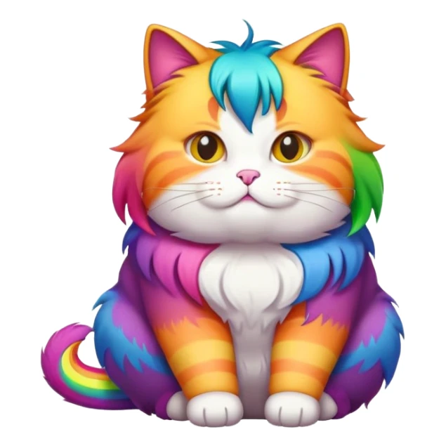 Fat cat with rainbow hair sticker