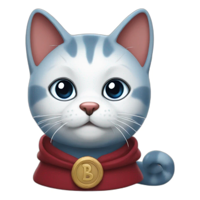 Blue britain cat with dog tail and dark Red mantle sticker