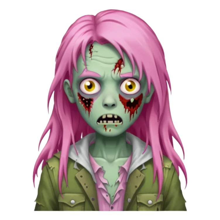 zoombie pink long hair sticker