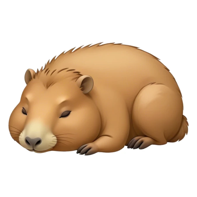 Meme-Worthy Cute Sleeping Capybara Portrait Emoji, Head resting peacefully with a contented smile, showcasing luxuriously soft, fluffy fur and a characteristic capybara head with a broad snout and small, gentle ears, with eyes gently closed in serene slumber, Simplified yet hilariously adorable features, highly detailed, glowing with a soft, drowsy natural light, high shine, relaxed and utterly lovable, stylized with an air of playful laziness, bright and heartwarming, soft glowing outline, capturing the essence of a sleeping capybara that feels destined to become the next viral sensation of adorable rest! sticker