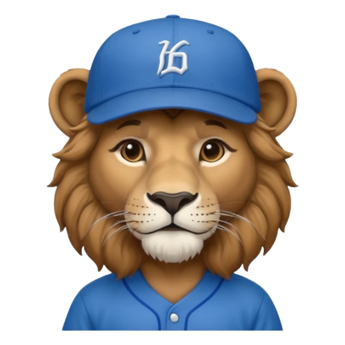 lion with blue baseball jersey and hat sticker