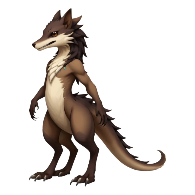 Brown and beige badass elegant wild beautiful natural cute badass epic anthro modern sergal-vernid-creature, full body, dark-brown-black-gradient pretty hair, aesthetic, art by LiLaiRa, art by art by Falvie sticker