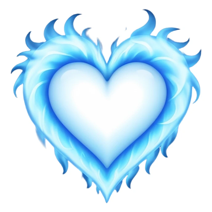 Blue flames in the shape of a pastel color all blue heart sticker