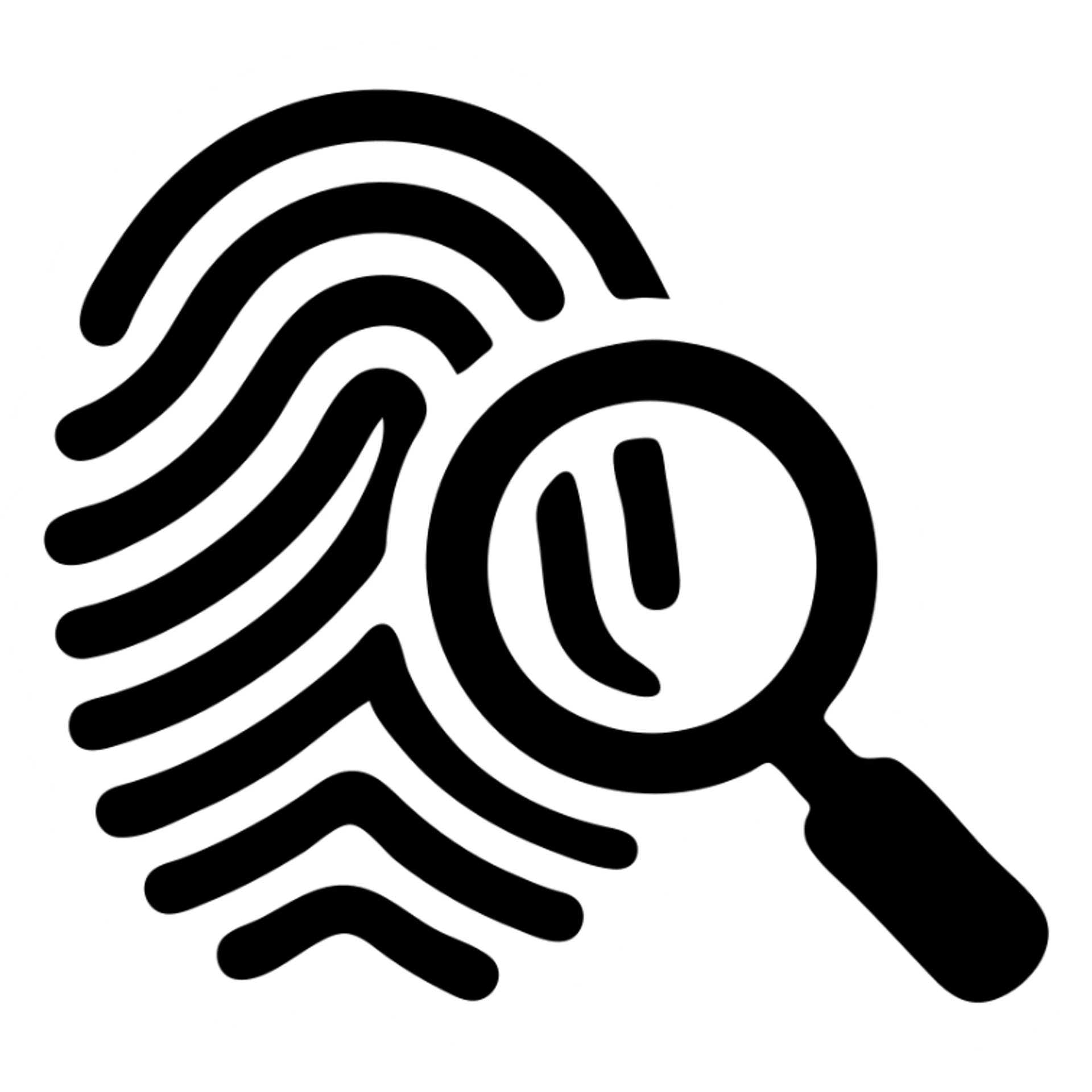 magnifying glass examining a fingerprint sticker