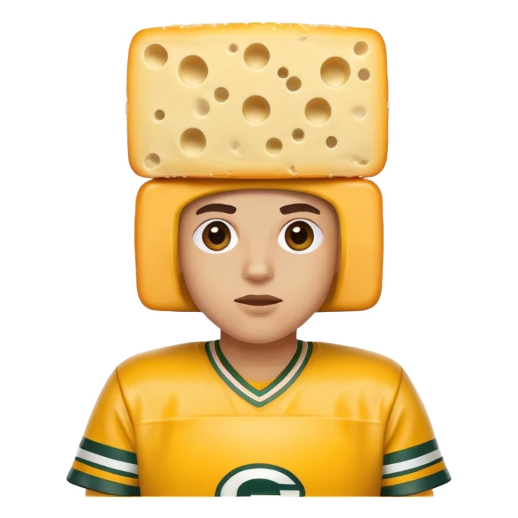 Packers fan with a block of cheese on his head sticker