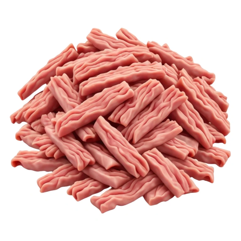 A pile of minced pork in strips sticker