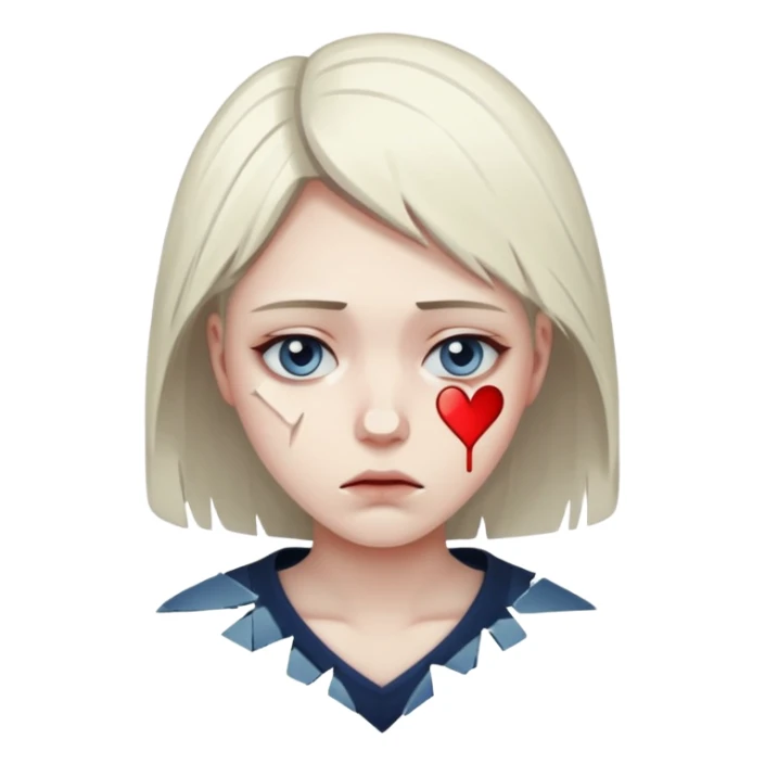 "Realistic HD broken heart, shattered pieces, no money present, empty and dramatic look, clean white background." sticker
