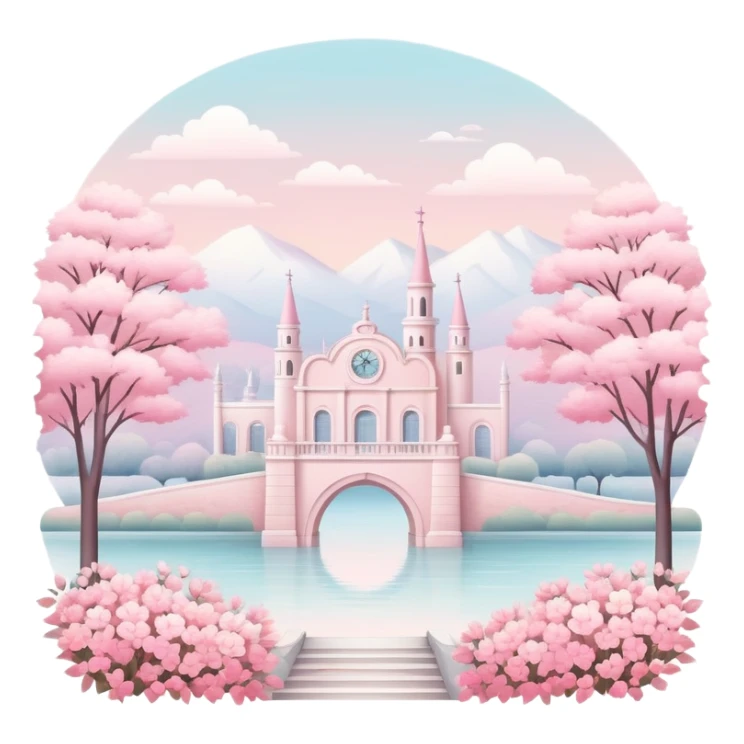 White and pink romantic vintage aesthetics scenery  sticker