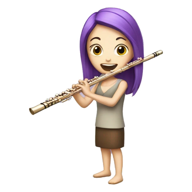 White girl with purple hair playing flute sticker