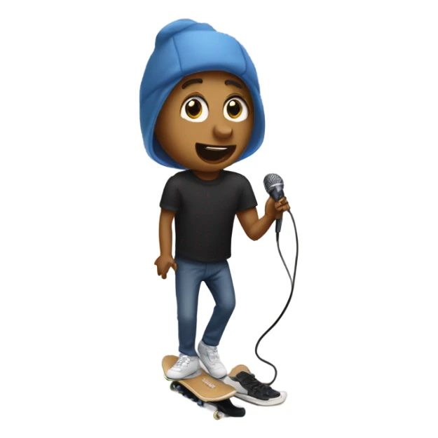 My brother Karl singing into a microphone that looks like a skate sticker