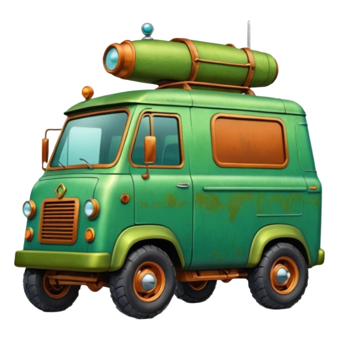  Actively-leaning antique tall truck robotic twenty passenger comfort Mars alien rover Scooby Doo Mystery Machine  sticker