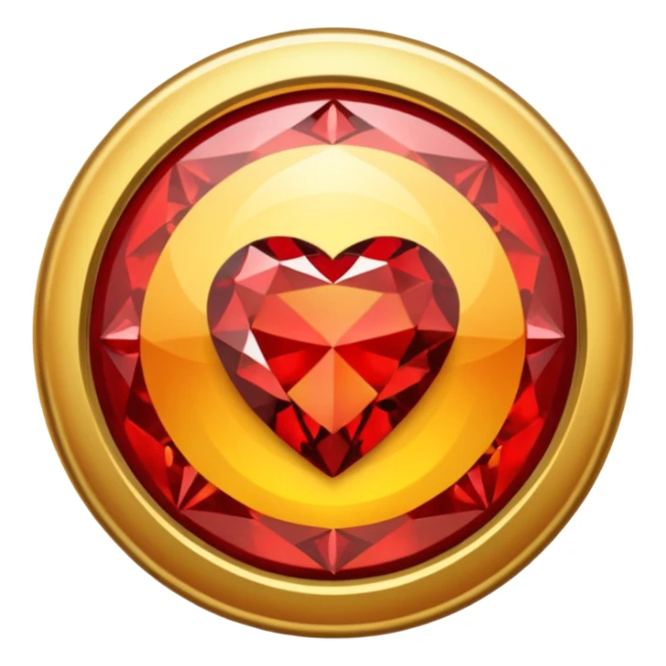 Make a round badge for a paid subscription out of gold with red diamonds and the number level 4. sticker