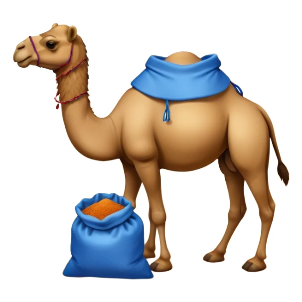camel with a blue sack with spices on his back sticker
