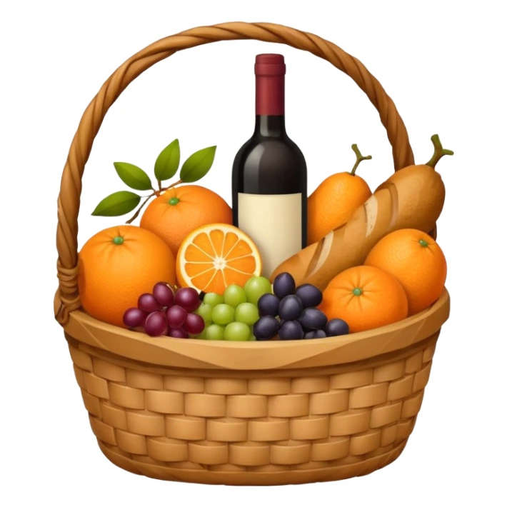 Orange basket with both food, drink and fruits sticker