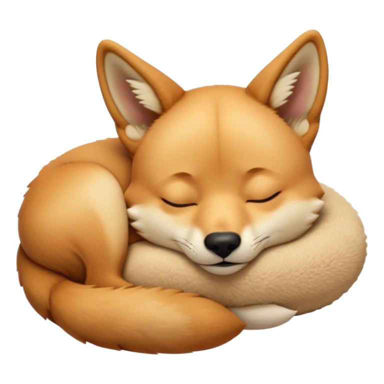 Meme-Worthy Cute Sleeping Dingo Portrait Emoji, Head resting peacefully with a contented smile, showcasing a lean build and a luxuriously soft sandy fur, eyes shut in a serene, restful nap, Simplified yet hilariously adorable features, highly detailed, glowing with a soft, drowsy light, high shine, relaxed and utterly lovable, stylized with an air of playful laziness, bright and heartwarming, soft glowing outline, capturing the essence of a comically sleepy dingo, so meme‐worthy it feels like it could instantly become the next viral sensation of adorable outback slumber! sticker